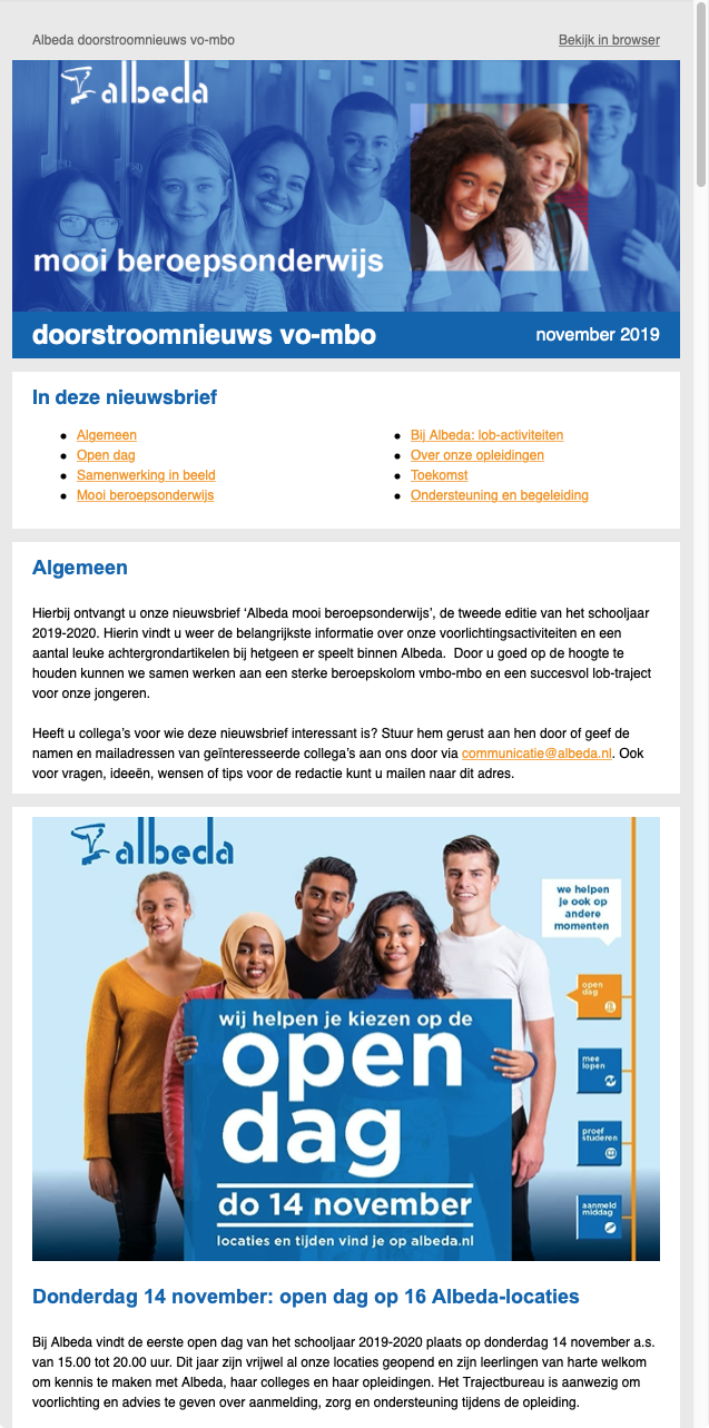 website Albeda Zorgcollege